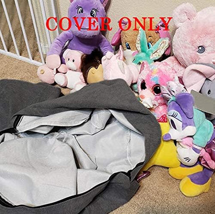 Stuffed Animal Storage Bean Bag Chair Cover (No Filler)for Kids and Adults. Premium Corduroy Stuffable Beanbag for Organizing Children Plush Toys or Memory Foam Extra Large 300L (Dark Grey) - LeafyLoom