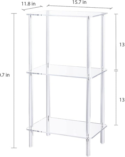 Acrylic Bookcase for Small Spaces, 3 Tier Clear Bookshelf for Bedroom, Bathroom, Living Room, Multipurpose Shelving Unit for Collectibles, Plants, Display, 15.7'' L x 11.8'' W x 30.7'' H - LeafyLoom