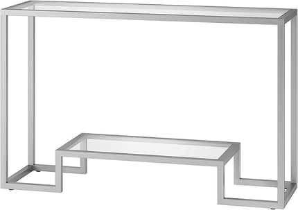 Henn&Hart 47.75" Wide Rectangular Console Table in Satin Nickel, Entryway Table, Accent Table for Living Room, Hallway - LeafyLoom