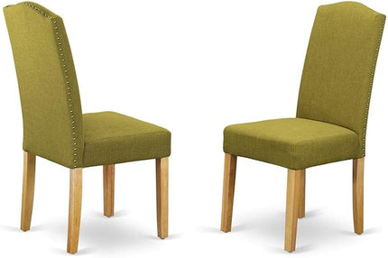 East West Furniture Norden 3 Piece Room Set Contains a Rectangle Dining Table with Dropleaf and 2 Linen Fabric Parson Kitchen Chairs, 30x48 Inch, NDEN3-OAK-08 - LeafyLoom