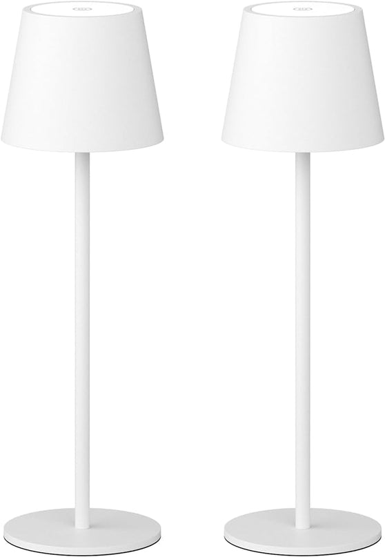 2 Pack Dimmable Table Lamp 3000k Warm White, IP54 Wireless Bottle Lamp for Indoor and Outdoor, 5000 mAh Rechargeable Table Lamp for Family, Restaurant & Bar(White) - LeafyLoom