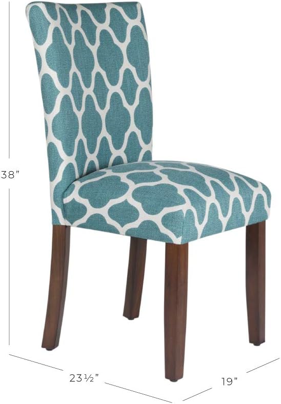 HomePop Parsons Classic Upholstered Accent Dining Chair, Set of 2, Teal and Cream Geometric - LeafyLoom