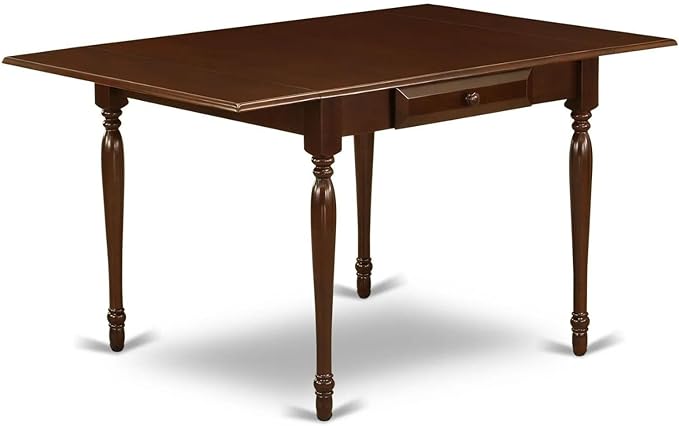 East West Furniture Monza Kitchen Rectangle Dining Table Top with Dropleaf & Stylish Legs, 36x54 Inch, Mahogany - LeafyLoom
