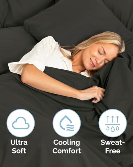 Split King Size 5 Piece Sheet Set - Comfy Breathable & Cooling Sheets - Hotel Luxury Bed Sheets for Women & Men - Deep Pockets, Easy-Fit, Soft & Wrinkle Free Sheets - Charcoal Oeko-Tex Bed Sheet Set - LeafyLoom