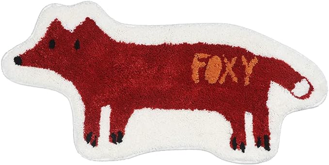 Fox Shaped Bath Rug Microfiber and Non Slip Backing Bath Mat Bathroom Bedroom Cartoon Bathtub Rug Bathroom Tub Decor Water Absorption Machine Washable (42x84cm/16.5x33.1in) - LeafyLoom