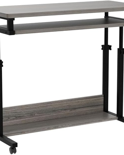 Tribesigns Portable Desk for Sofa and Bed, Height Adjustable Mobile Laptop Table Small Standing Desk Rolling Computer Cart with Keyboard Tray on Wheels for Home Office (Grey) - LeafyLoom