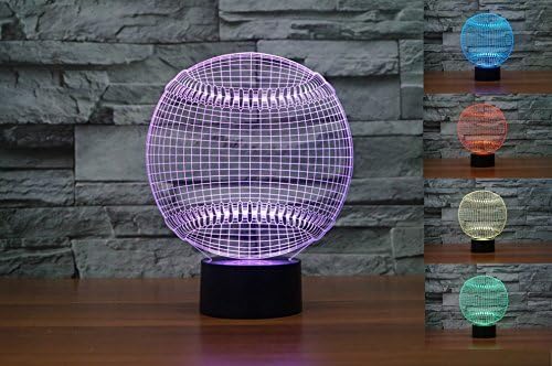 SUPERNIUDB 3D Baseball Night Light Table Light 3D Lamp Table Lamp 3D LED USB 7 Color Change LED Table Lamp Xmas Toy Gift - LeafyLoom