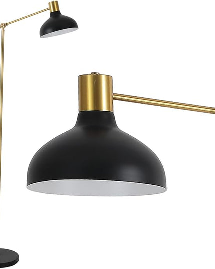 Industrial Floor Lamp, Gold Floor Lamp for Living Rooms & Offices – Charming Farmhouse Floor Lamp, Adjustable Head Standing Lamp for Bedroom Reading, Stunning Living Room Decor - LeafyLoom