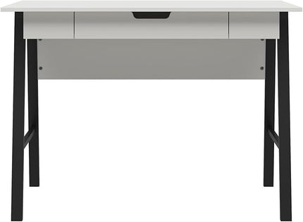 Ameriwood Home Oxford Computer Desk with Drawer, White/Black - LeafyLoom