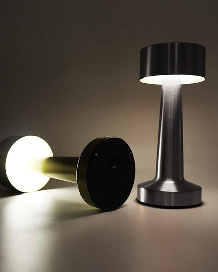 Cordless LED Touch Lamp, Dimmable Gold Yellow White 3 Colors, Rechargeable Portable Night Light for Kids Nursery Bedroom NightStand Bedside Lamp (Silver) - LeafyLoom