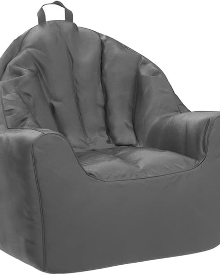 Posh Creations Structured Comfy Seat for Playrooms and Bedrooms, Large Bean Bag Chair, Malibu Lounge, Charcoal Gray - LeafyLoom