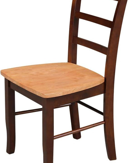 International Concepts Pair of Madrid LadderBack Chairs, Cinnamon/Espresso - LeafyLoom