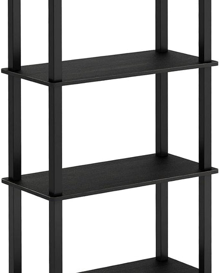 Furinno Turn-N-Tube 4-Tier Multipurpose Shelf Display Rack, Square Tube, Americano/Black - LeafyLoom