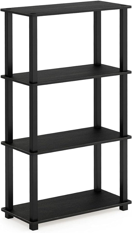 Furinno Turn-N-Tube 4-Tier Multipurpose Shelf Display Rack, Square Tube, Americano/Black - LeafyLoom