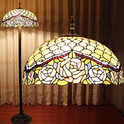 WERFACTORY Tiffany Floor Lamp Base Only, for 16-24 Inch Stained Glass Lampshade Height 64 Inch Bronze Finished Resin Base Antique Standing Lighting Base Replacement Only Wide 11 Inch - LeafyLoom