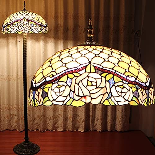 WERFACTORY Tiffany Floor Lamp Base Only, for 16-24 Inch Stained Glass Lampshade Height 64 Inch Bronze Finished Resin Base Antique Standing Lighting Base Replacement Only Wide 11 Inch - LeafyLoom