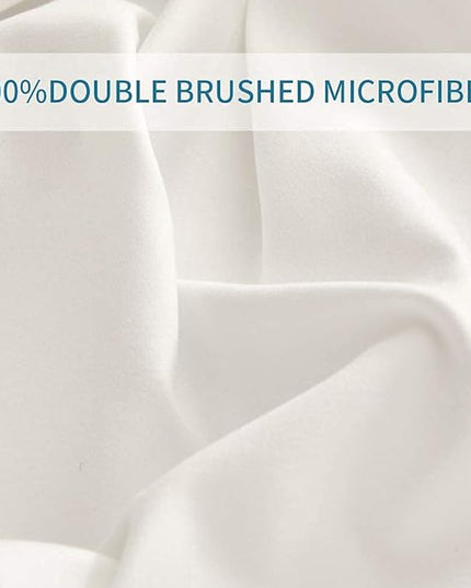 Bed Sheet Set - Brushed Microfiber Bedding - Bedding Sheets & Pillowcases - Deep Pockets - Easy Fit - Breathable & Cooling Sheets- 4 Piece Queen White Sheets - LeafyLoom