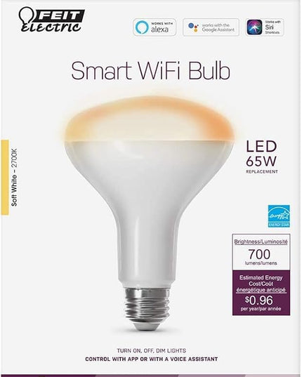 Feit Electric BR30/927CA/AG 65W Equivalent WiFi Dimmable, No Hub Required, Alexa Google Assistant BR30 Smart LED Light Bulb, 5" H x 3.72" D, 2700K Soft White FeitElectricCompany