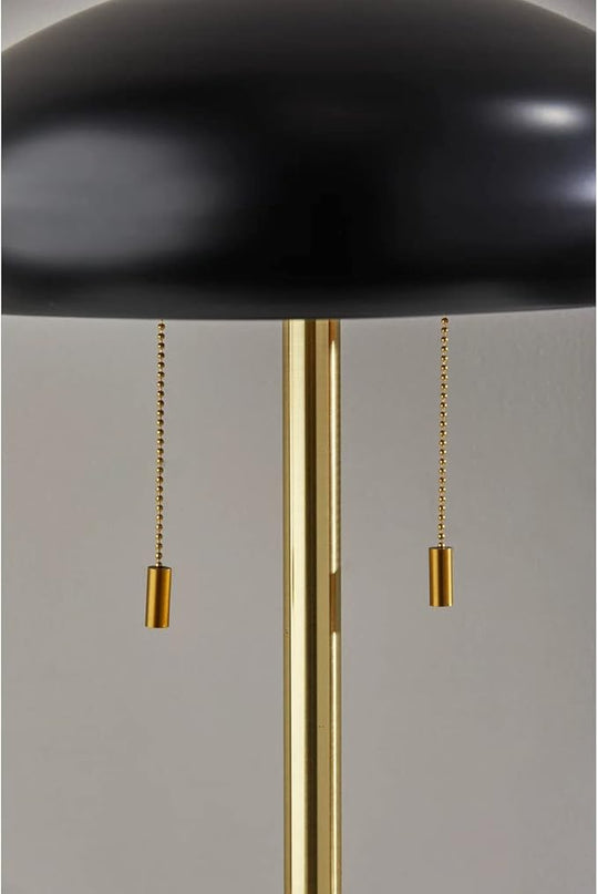 Adesso 1562-21 Cap Table Lamp, 23 in., 2 x 40W Type A (Not Included), Black & Antique Brass, 1 Table Lamps - LeafyLoom