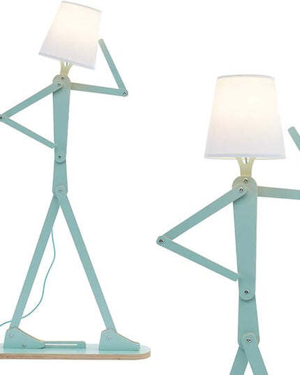 Cool Tall Decorative Floor Lamp Unique Aqua Blue Color Standing Adjustable Corner Reading Wood Lights for Living Room Kids Bedroom Office - LED Bulb Included (Green) - LeafyLoom