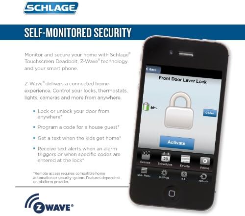 SCHLAGE Connect Camelot Touchscreen Deadbolt with Built-In Alarm and Handleset Grip with Accent Lever, Satin Nickel, FE469NX ACC 619 CAM LH, Works with Alexa SchlageLockCompany