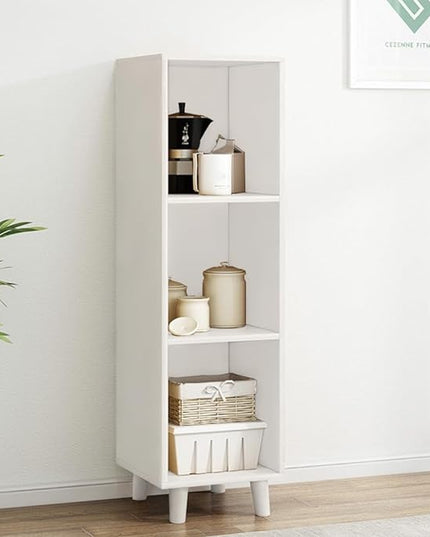 IOTXY Open Cube Low Bookcase - 3-Tier Freestanding Storage Display Cabinet Organizer with Legs for Home Office, 3-Cubes Open Shelf Short Bookshelf, White - LeafyLoom
