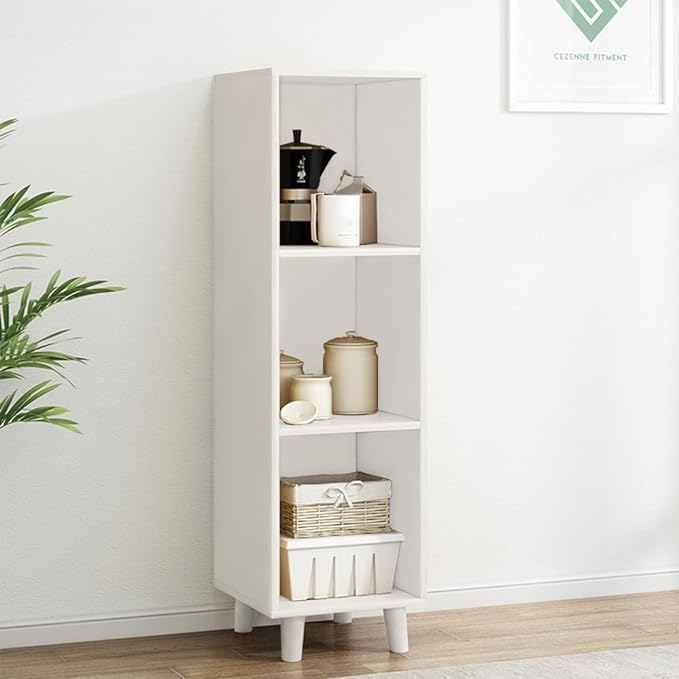 IOTXY Open Cube Low Bookcase - 3-Tier Freestanding Storage Display Cabinet Organizer with Legs for Home Office, 3-Cubes Open Shelf Short Bookshelf, White - LeafyLoom