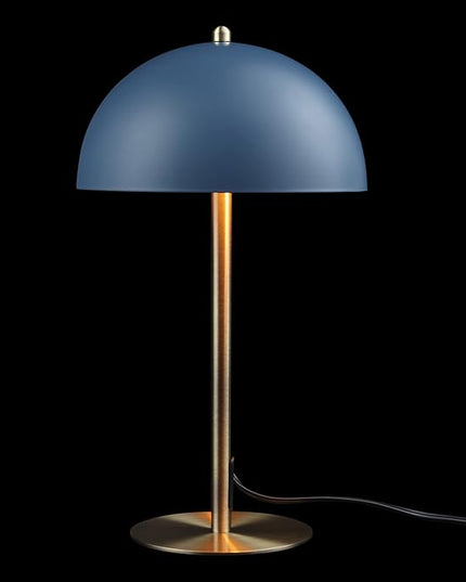 Globe Electric 52942 15" Desk Lamp, Matte Blue, Matte Brass Accents, in-Line On/Off Rocker Switch, for Bedroom, Office Decor, Home Essentials, Room Lighting, Reading Light - LeafyLoom