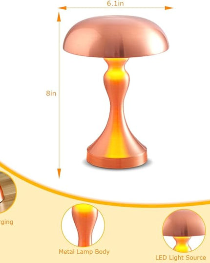 Portable Metal Desk Lamp,3-Color Touch Control, Rechargeable Battery - Ideal Bedside Lamp for Bedroom Nightstand - LeafyLoom
