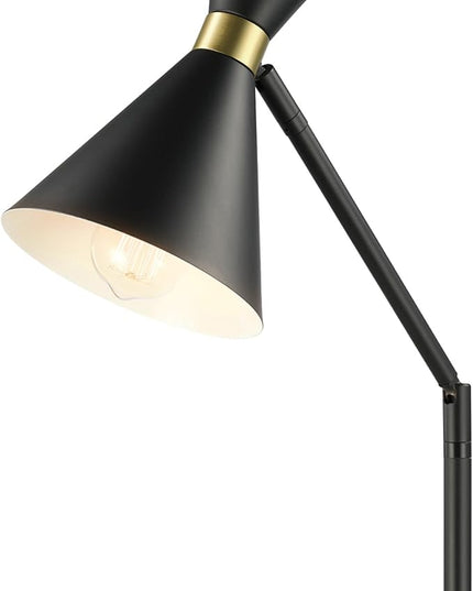 Globe Electric 61000059 62" Floor Lamp, Matte Black, Matte Brass Accents, On/Off Rotary Switch on Socket, Floor Lamp for Living Room, Floor Lamp for Bedroom, Home Office Accessories - LeafyLoom