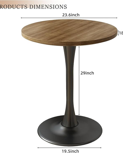 Wood Round Table Modern Dining Table Tulip Round Kitchen Table Wooden Mid Century Coffee Table for Living Room 24 inch - LeafyLoom