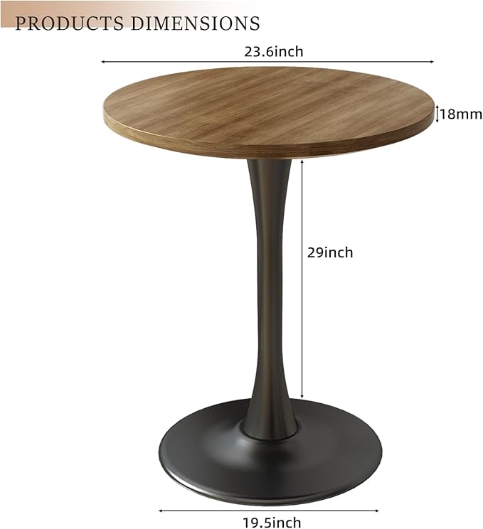 Wood Round Table Modern Dining Table Tulip Round Kitchen Table Wooden Mid Century Coffee Table for Living Room 24 inch - LeafyLoom