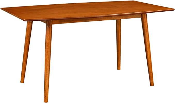 Walker Edison 6 Person Mid Century Modern Wood Hairpin Rectangle Dining Room Kitchen Table Set Dining Chairs, 60 Inch, Brown - LeafyLoom