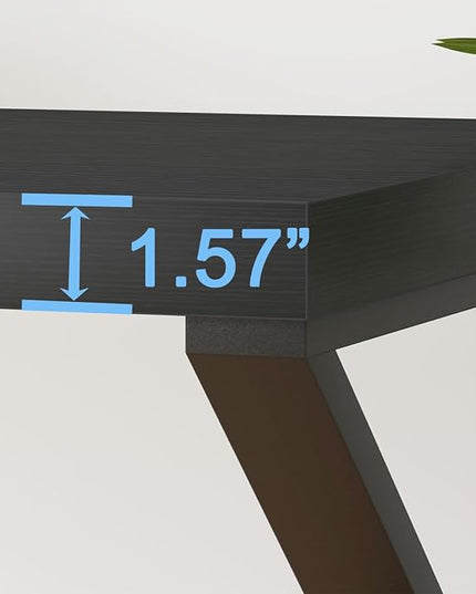 HSH Black Computer Desk, Long Home Office Laptop PC Desk, Large Industrial Metal Wood Executive Writing Gaming Workstation Desk, Modern Simple Student Study Work Table for Bedroom Living Room, 60 Inch - LeafyLoom