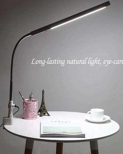 3 Types Desk Lamp with Clamp, Ultra Slim Desk Lamp, 360 Degree Rotation Metal Arm Eye Caring Lamp, for Reading, Study, Tattoo Light, Beauty Manicure - LeafyLoom