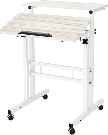 soges 23.6inches Height Adjustable Desk Laptop Desk on The Wheels, Rolling Stand Up Desk Computer Desk Adjustable Standing Desk Sit and Stand Desk Portable Laptop Table, Beige - LeafyLoom