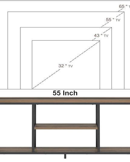 FOLUBAN TV Stand for TV up to 65 inch, Rustic Wood and Metal Entertainment Center with Storage Shelves, Modern Industrial Media TV Console Table for Living Room, Oak 55 inch - LeafyLoom