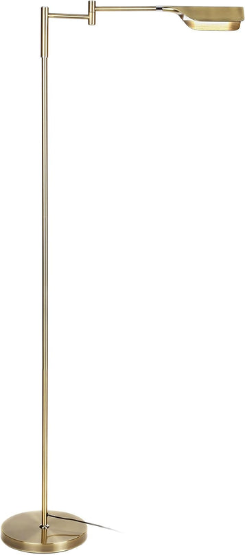 Brightech Leaf Pharmacy LED Reading Lamp, Dimmable Floor Lamp with Easy Rotation over Chair or Desk for Living Rooms & Offices, Adjustable Standing Tall Lamp, For Sewing & Crafts, Antique Brass (Gold) - LeafyLoom