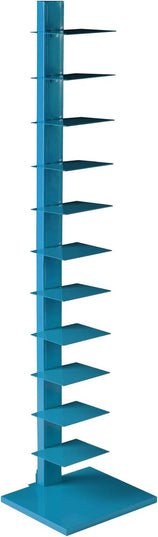 SEI Furniture,12 shelves Metal Spine Book Tower, Blue - LeafyLoom