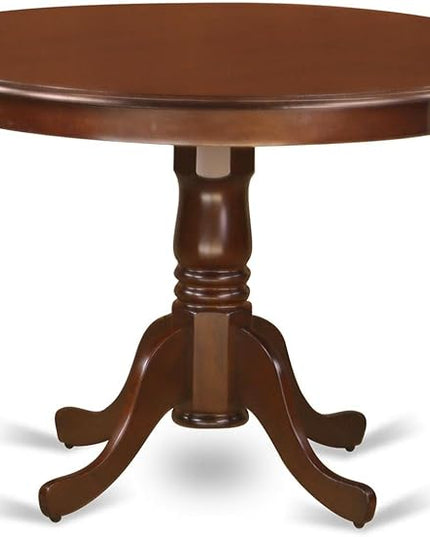 East West Furniture HLML3-MAH-LC 3 Piece Dining Table Set for Small Spaces Contains a Round Dining Room Table with Pedestal and 2 Faux Leather Upholstered Chairs, 42x42 Inch, Mahogany - LeafyLoom