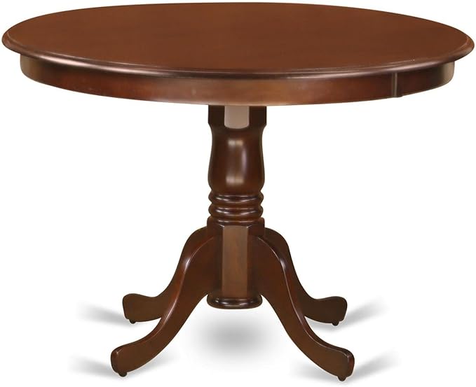 East West Furniture HLGR5-MAH-W 5 Piece Dining Room Furniture Set Includes a Round Dining Table with Pedestal and 4 Wood Seat Chairs, 42x42 Inch, Mahogany - LeafyLoom