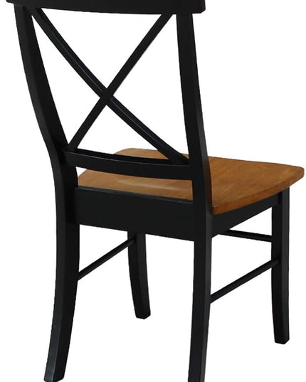 International Concepts X- Back Chair with Solid Wood Seat, Black/Cherry - LeafyLoom