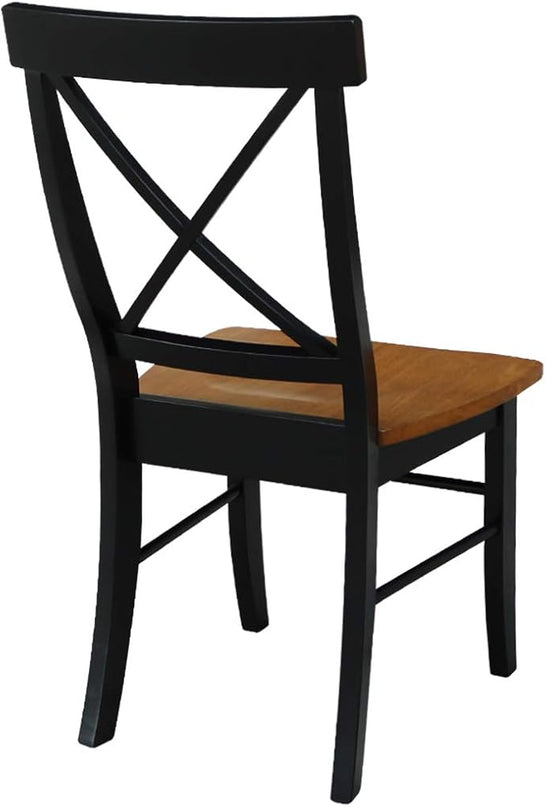 International Concepts X- Back Chair with Solid Wood Seat, Black/Cherry - LeafyLoom