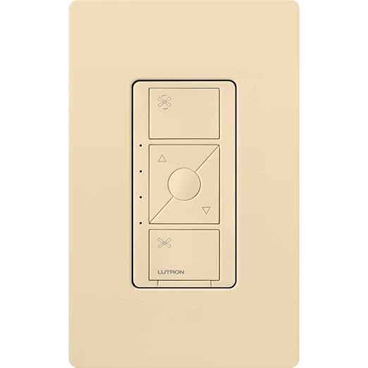Lutron Caseta Smart Fan Speed Control Switch (Lutron Smart Hub Required), Single-Pole, PD-FSQN-IV, Ivory Lutron
