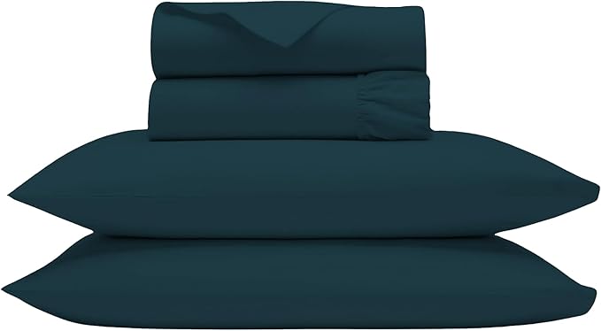 Bluemoon Homes 1000 TC King Size 4 Pc Sheet Set - 100% Egyptian Cotton King Size Bed Sheets - Breathable & Cooling Hotel Luxury Bedding Set - 18" Deep Pockets, King Sheets - Teal Color Bed Sheet Set - LeafyLoom