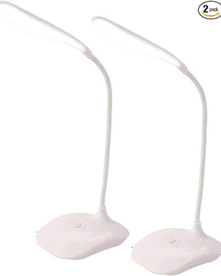 LED Table Lamp,Portable Eye-Protected Flexible Gooseneck Small Desk Lights for Dorm Study Office Bedroom-USB and 3 AA Batteries Powered-Not Include Batteries (2 Pack) - LeafyLoom