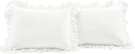 Lush Decor Reyna Ruffle 100% Cotton Duvet Cover Set - 3 Piece Cozy Ruffled Bedding Set - Timeless Elegance and Comfort - King, Pure White - LeafyLoom
