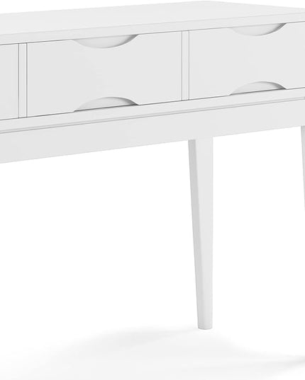 SIMPLIHOME Harper SOLID HARDWOOD 54 Inch Wide Mid Century Modern Console Sofa Table in White, For the Living Room, Entryway and Bedroom - LeafyLoom