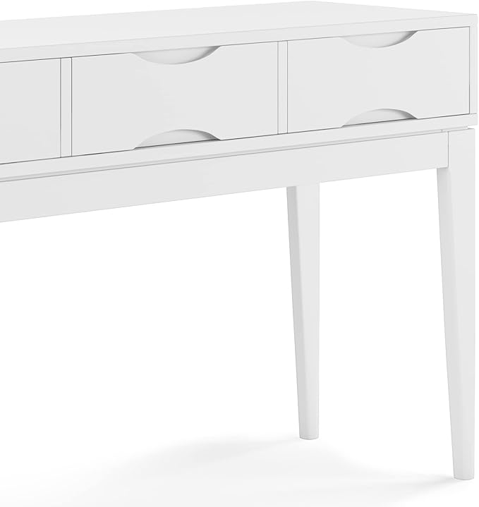 SIMPLIHOME Harper SOLID HARDWOOD 54 Inch Wide Mid Century Modern Console Sofa Table in White, For the Living Room, Entryway and Bedroom - LeafyLoom