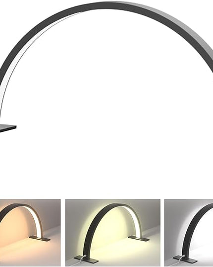 22inch Half Moon Light Nail Lamp for Desk, LED Nail Tech Lamp Lash Light for Professionals, Dimmable Lamp with Touch Controller, Color Temperature 3000K-6000K (Black) - LeafyLoom